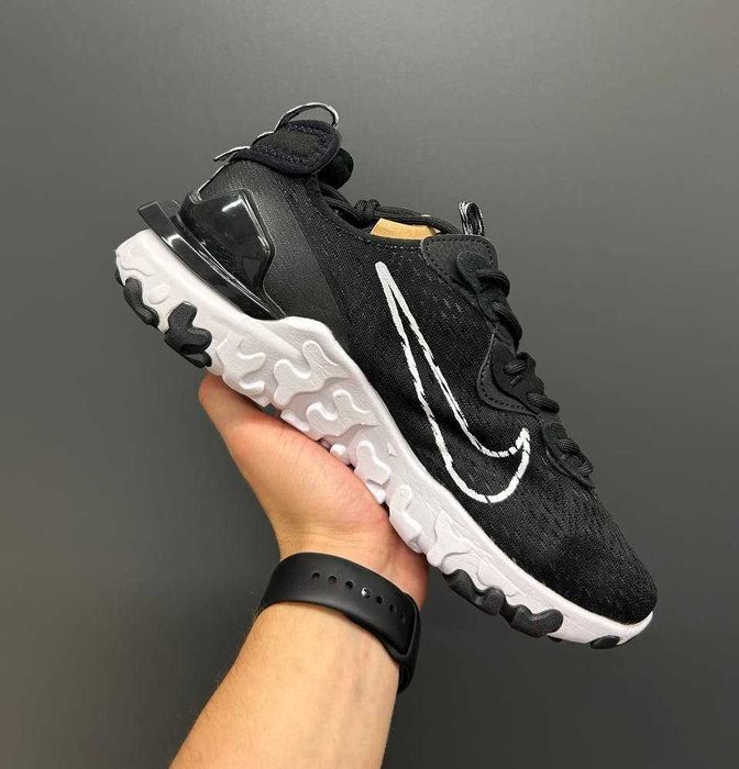 Чоловічі кросівки Nike React Vision Black White Чорно білі (40-45)