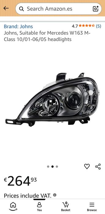 Faróis da frente mercedes ML 2001-2006