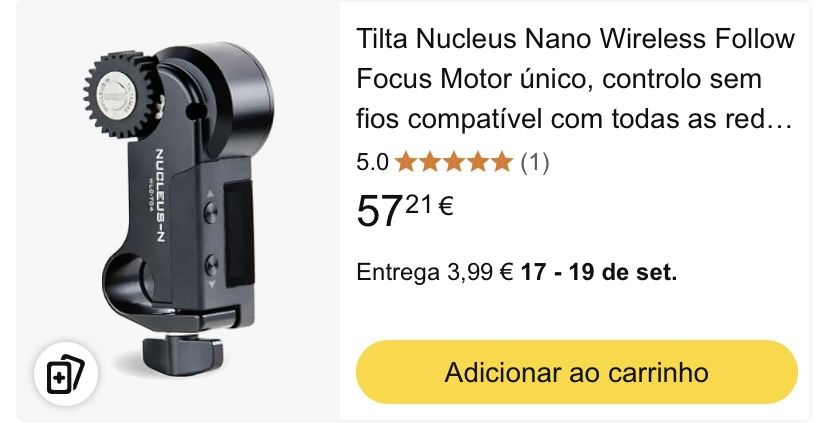 Follow Focus Tilta nucleus N com comando Nucleu M
