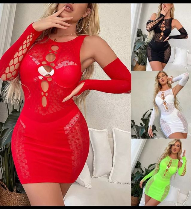 Ekskluzywna Bielizna Erotyczna Dwuczęściowa.z Rekawiczkami.Czerwona.