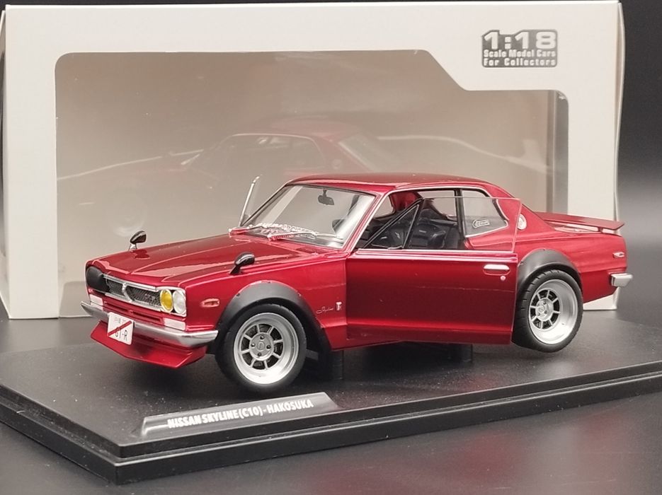 1:18 Solido 1970 Nissan Skyline (C10) Hakosuka Works z 1970 Red Met