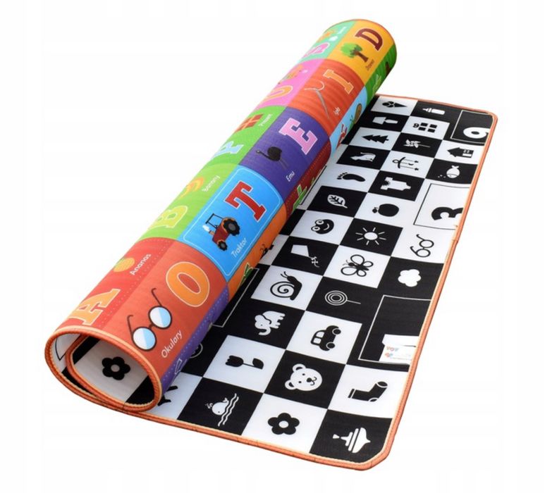 Dwustronna mata edukacyjna 180x180cm Polskie slowa