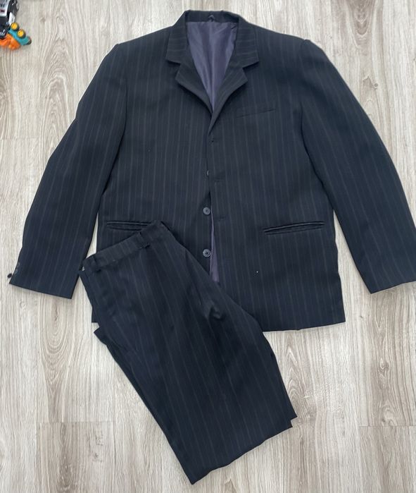 Czarny męski garnitur w prążki 56 marynarka xl-xxxl