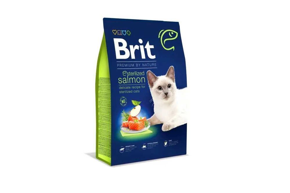 8кг корм для котов стерилизованных Brit Premium Cat Sterilized  salmon