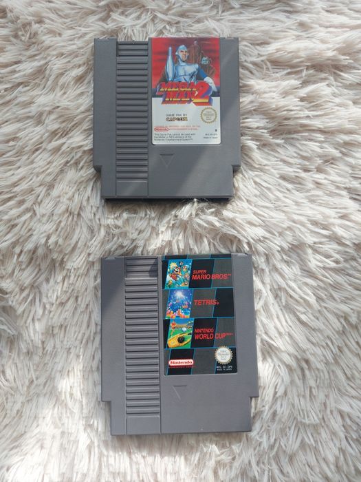 Jogos nes mega man 2 e Trio de super mario tetris e world cup