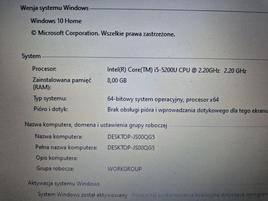Laptop toshiba satelitę i5 5gen 8gb ram 240ssd win10 2 grafiki