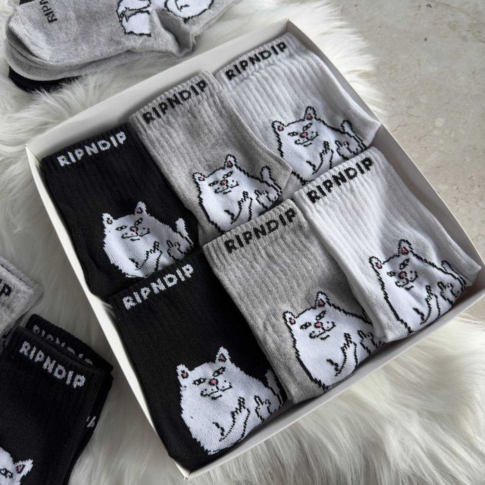 Високие Носки 12 ПАР RIPNDIP (36-45) Носки черные, белые, серые