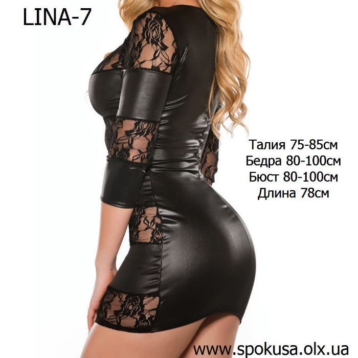 Мини платье LINA-2 и LINA-7 под кожу латекс винил - кружево! S/M/L