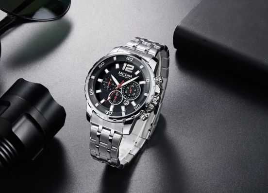 Zegarek Optic Black MS2068G-1 Chronograf, Datownik.