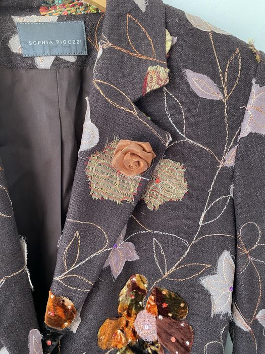 Jedwabna marynarka żakiet hafty wyszywany silk