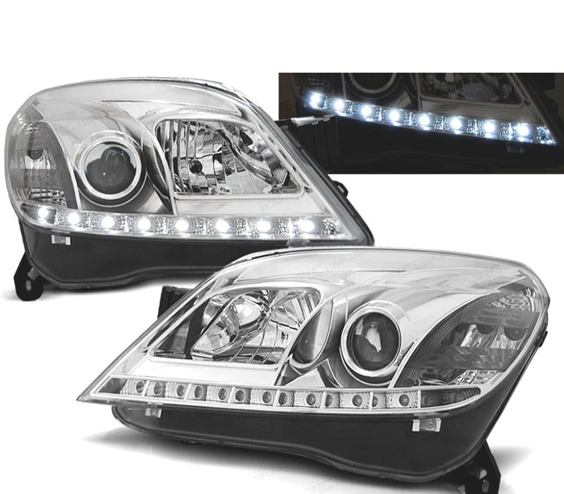 CONJUNTO DE FARÓIS PARA OPEL ASTRA H 04-09 DAYLIGHT LED CROMADOS