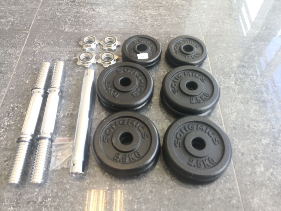 Hantle żeliwne 2x15kg 30kg regulowane sztanga siłownia fitness