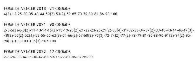 Cromos Fome de Vencer Continente 2018, 2021 e 2022