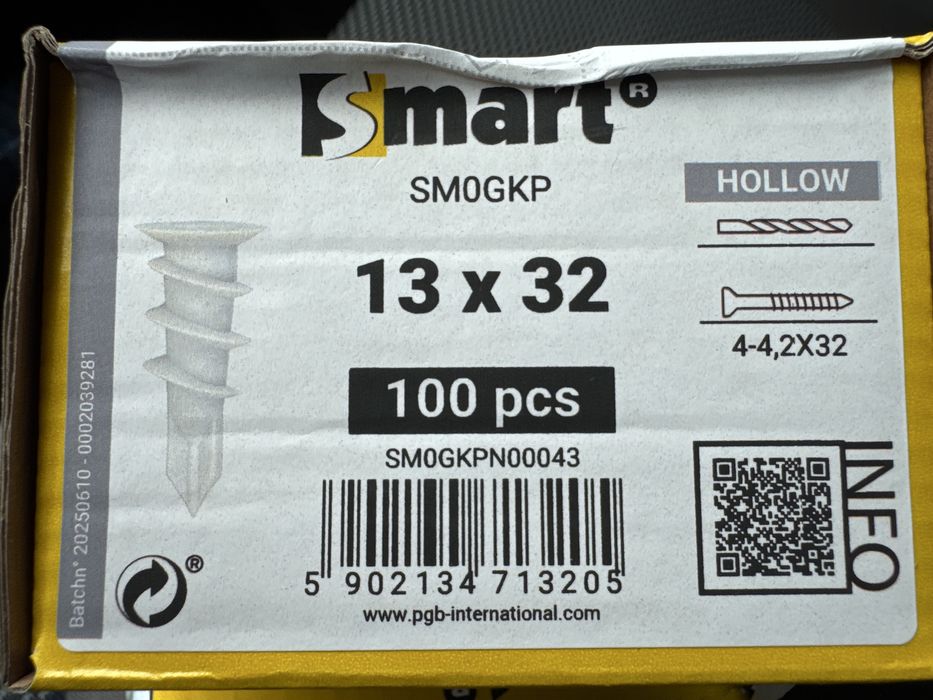 Kołek do płyt G/K  gipsowych ślimakowy 3x100szt.