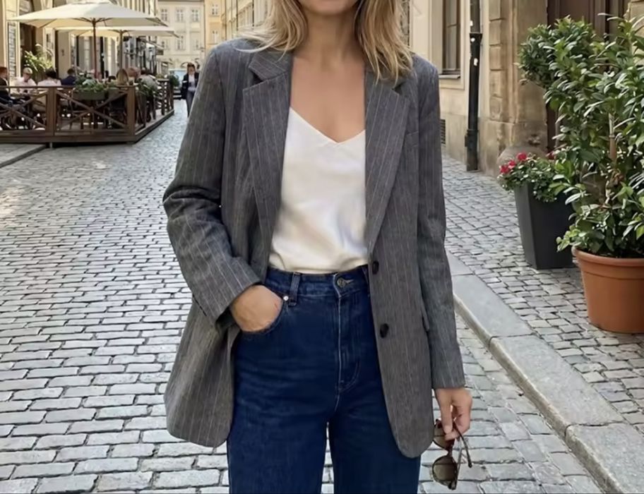 Женский пиджак в полоску