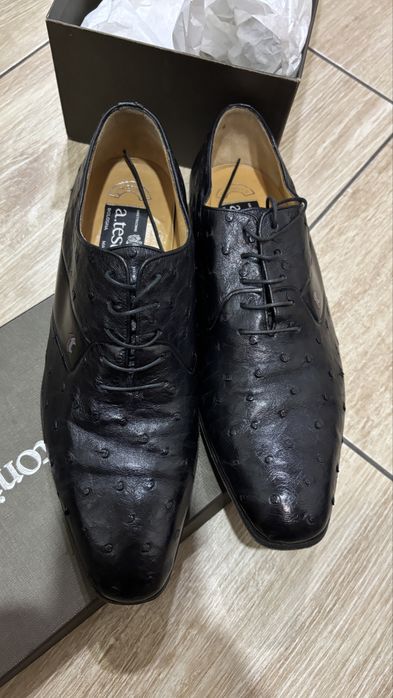 Мужские туфли из кожи страуса a.testoni 28,6-28,7см