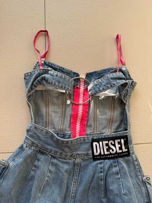Diesel Джинсовый ромпер с открытой спиной, джинсовый комбинезон Дизель, джинсовий комбінезон