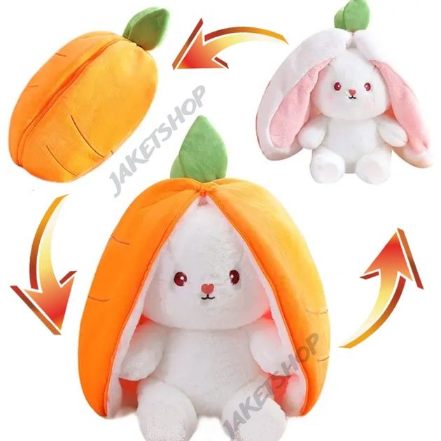 Мягкая игрушка трансформер зайка в клубнике