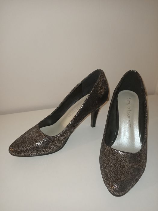 Buty Sergio Leone szpilki obcas brokatowe eleganckie