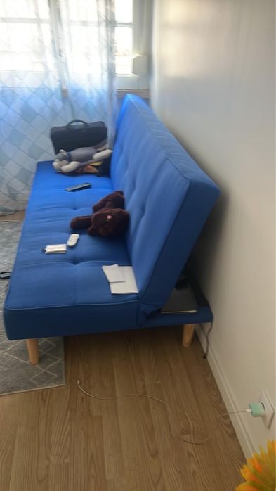 Sofá cama, azul da conforama