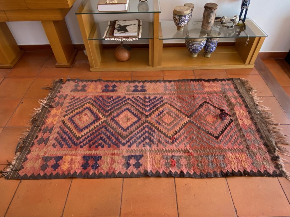 .	Tapete Kilim de Lã Antigo – Afeganistão – Vintage 175x94cm