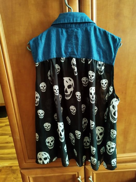 Bluzka, koszula jeans w czaszki XL