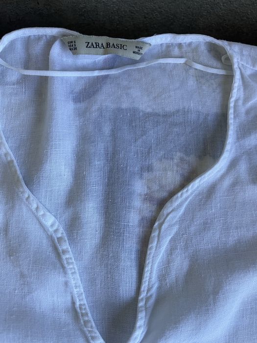 Льняная  белая блуза S ( оверсайз)