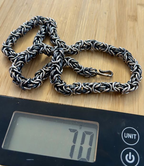 Stary srebrny polski łańcuch królewski splot 70 g.+ bransoleta gratis.