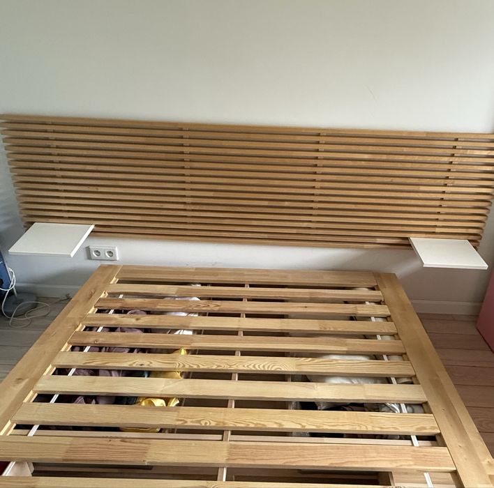 Rama łóżka Mandal IKEA 160x200 z szufladami i zagłówkiem