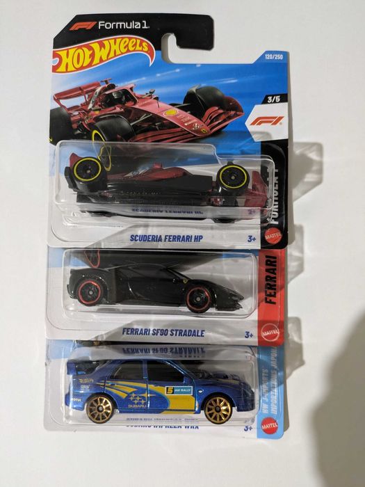 Hot Wheels Pack Ferrari + Subaru WRX | SF90 + Scuderia Ferrari HP