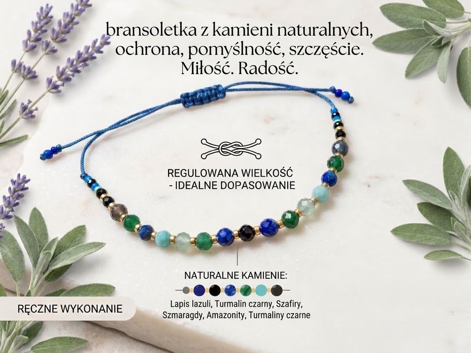Bransoletka Naturalne kamienie silna ochrona szczęście pomyślność radość