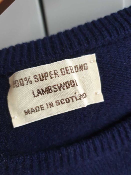 Granatowy sweter vintage 100% wełna jagnięca geelong L