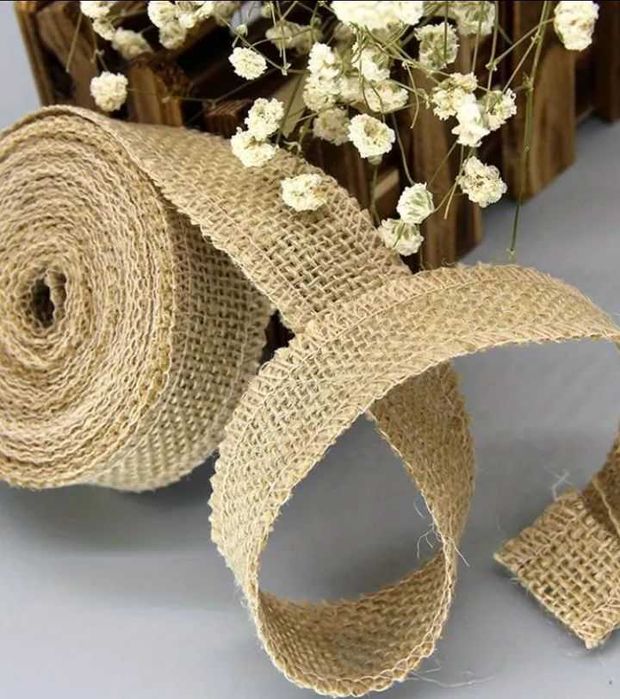 Рулон натуральної джутової стрічки, 2 метри, для декору