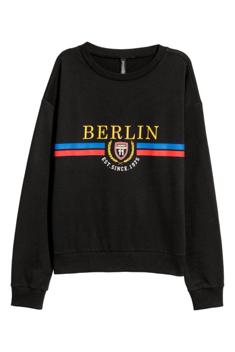 Чорний світшот джемпер з надписом berlin h&m