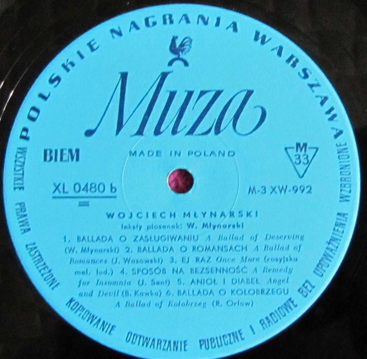 Wojciech Młynarski ~ płyta winyl ~ XL 0480