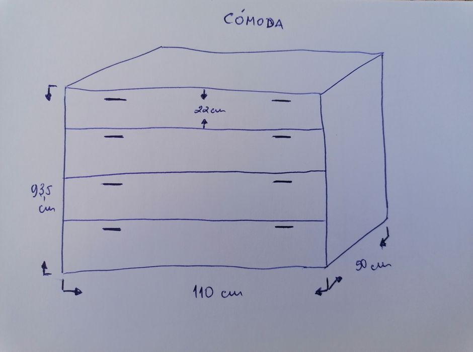 Cómoda com 4 gavetas em madeira de aglomerado estilo móvel Ikea