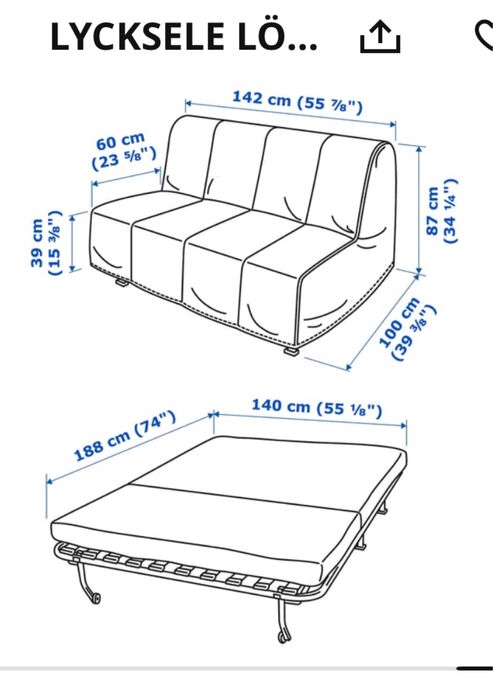 Sofá-cama 2 lugares Ikea