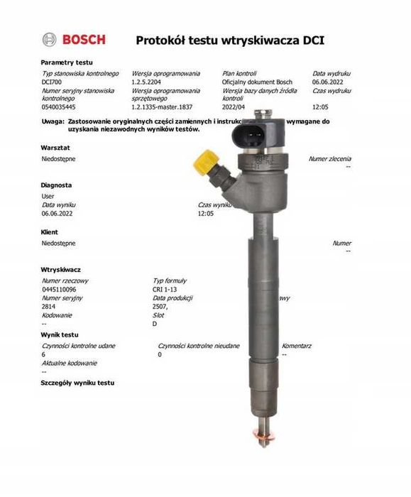 Wtryskiwacz Bosch 0445.110.096 MERCEDES 2.2 3.2