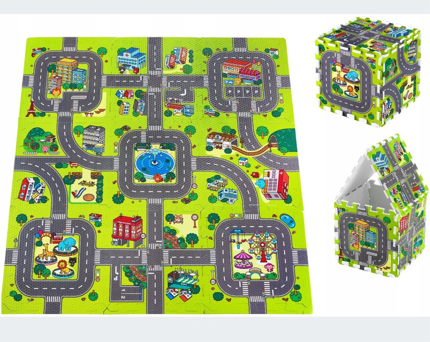ULICA MATA PUZZLE DYWAN Dla Dzieci Mapa Miasta 9 szt