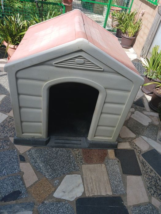 Casota grande para cão em fibra de plástico duro impecável