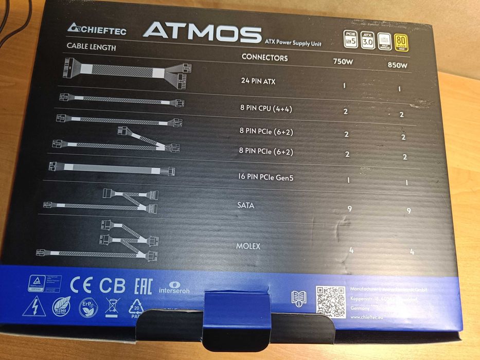 Блок живлення Chieftec Atmos 850W CPX-850FC (ATX 3.0 / PCIe 5.0)