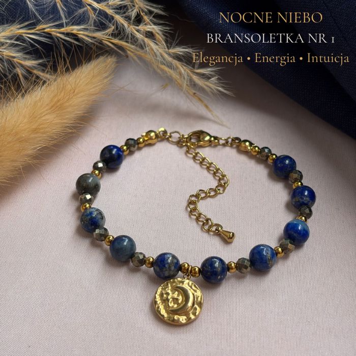 Bransoletka z kamieni naturalnych  „Nocne Niebo” | Ręcznie robiona