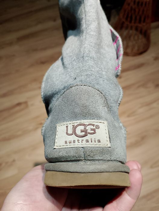 Szare Damskie Materiałowe Buty Śniegowce UGG Australia
