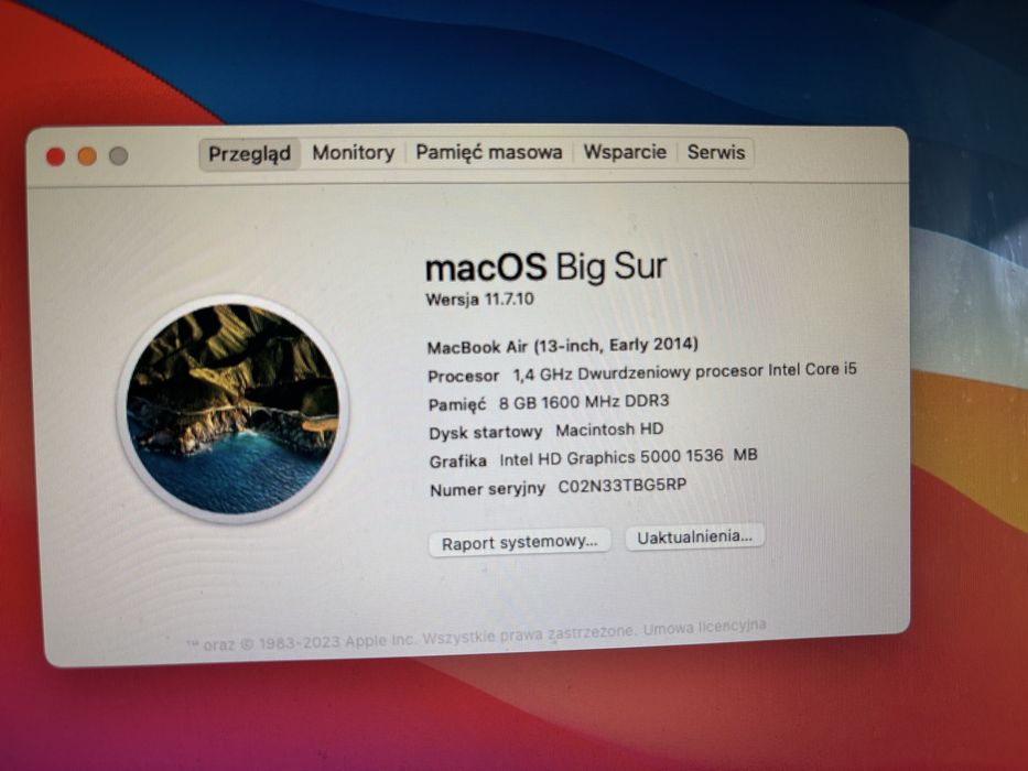 Mac Book Air 13 inch 1.4Ghz intel Core i5 250GB