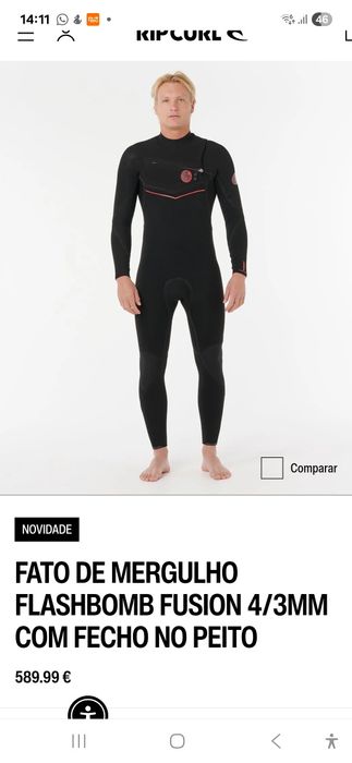 Fato de surf  4.3 rip curl  fusion