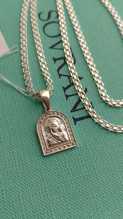 Подвійний якір бісмарк срібний ланцюг 50 55 см міцне якірне плетіння