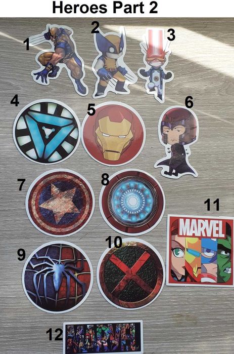 Stickers super heróis marvel, DC, X-men
