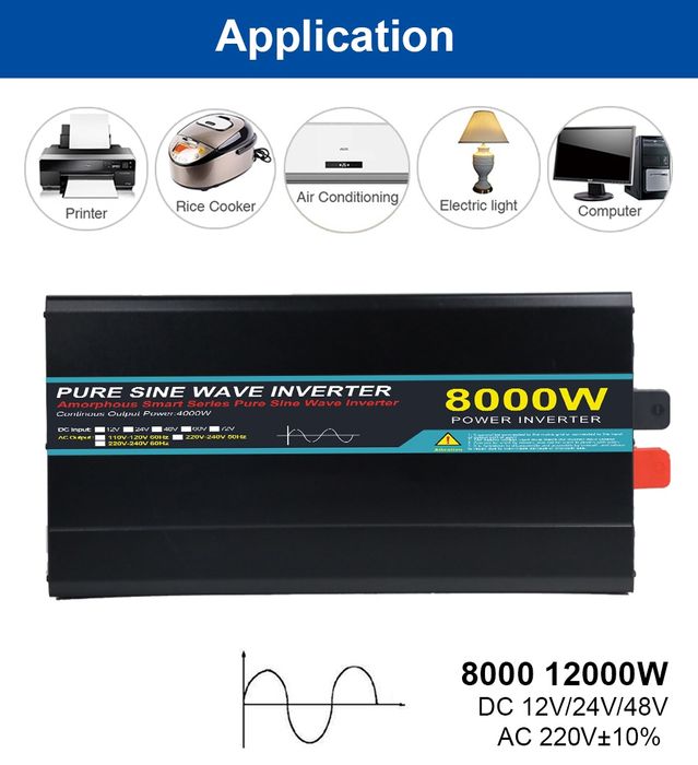 Inversor onda pura 8000 a 12000W.  Disponíveis com e sem comando.