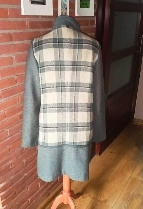 Max Mara flauszowy płaszcz w kratę 40