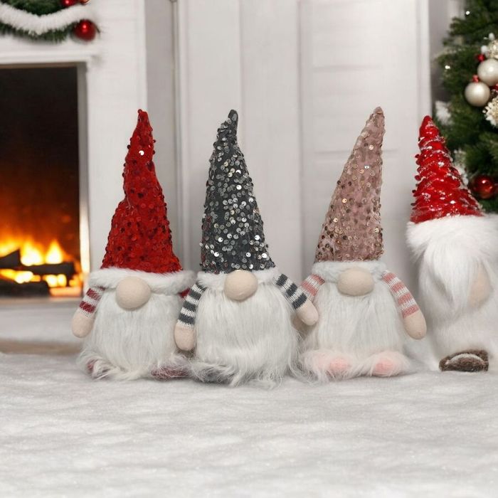 Новорічні Гноми з Паєтками Інтер'єрна іграшка Різдвяний ельф 3 кольори